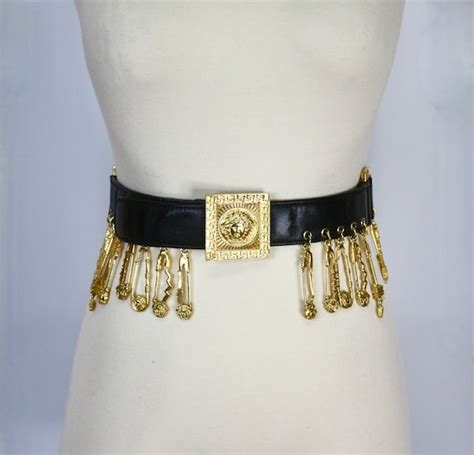 vintage versace safety pin belt|farfetch Versace belt for men.